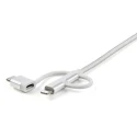 StarTech.com USB 2.0 Male USB Type A to Male Lightning Connector, Micro USB Type B and USB Type C Cable, Braided LTCUB1MGR