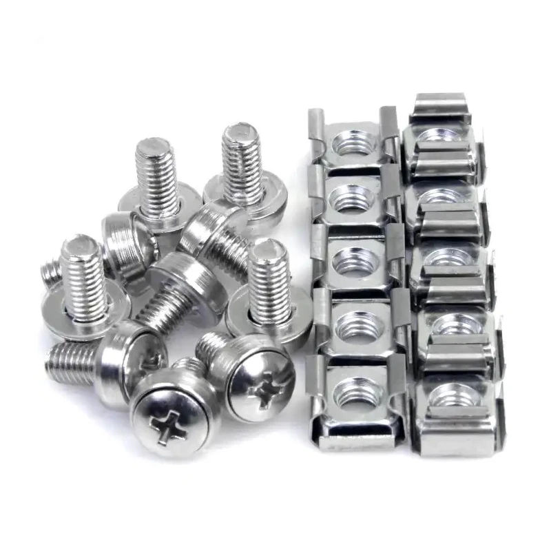 StarTech.com CABSCREW Series Metal Mounting Screw Set for Server Racks and Cabinets M6 Thread, Nickel Finish CABSCREWM6