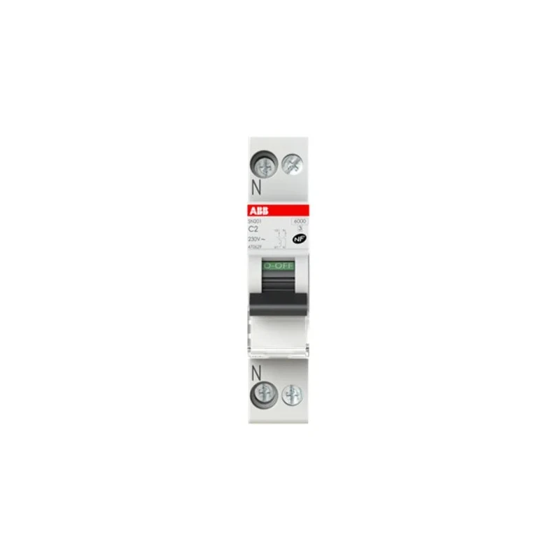 ABB Miniature Circuit Breaker 1-Pole 2A Type C 230V AC 6kA Breaking Capacity SN201