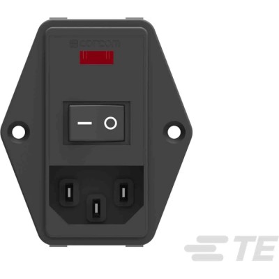 TE Connectivity Corcom P Series IEC Power Line Filter 115V AC, 230V AC, 6A, Flange Mount, Faston Termination PE0S0DS6B