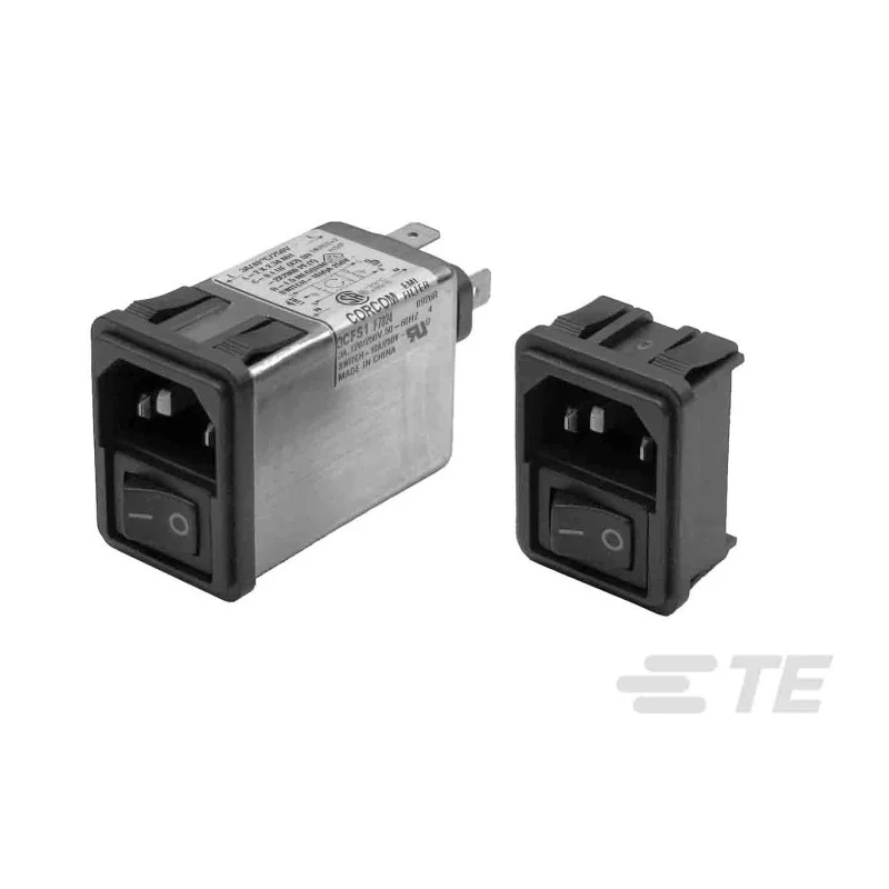 TE Connectivity IEC Filter Snap-in Male 2 Pole 10A 250V AC Faston Termination 10CFS1