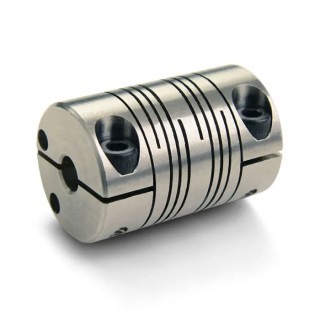 Ruland Flexible Coupler 38.1 mm OD, 15 mm x 12 mm Bore, 57.2 mm Length, Clamp Style, 6000 RPM, 19.82 Nm FCMR38-15-12-SS