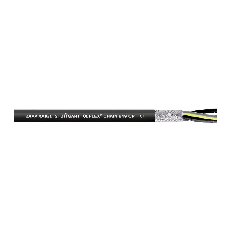 Lapp ÖLFLEX CHAIN 819 CP Screened Flexible Control Cable 2 Cores 18 AWG Black Polyurethane Sheath 50 m 1027920