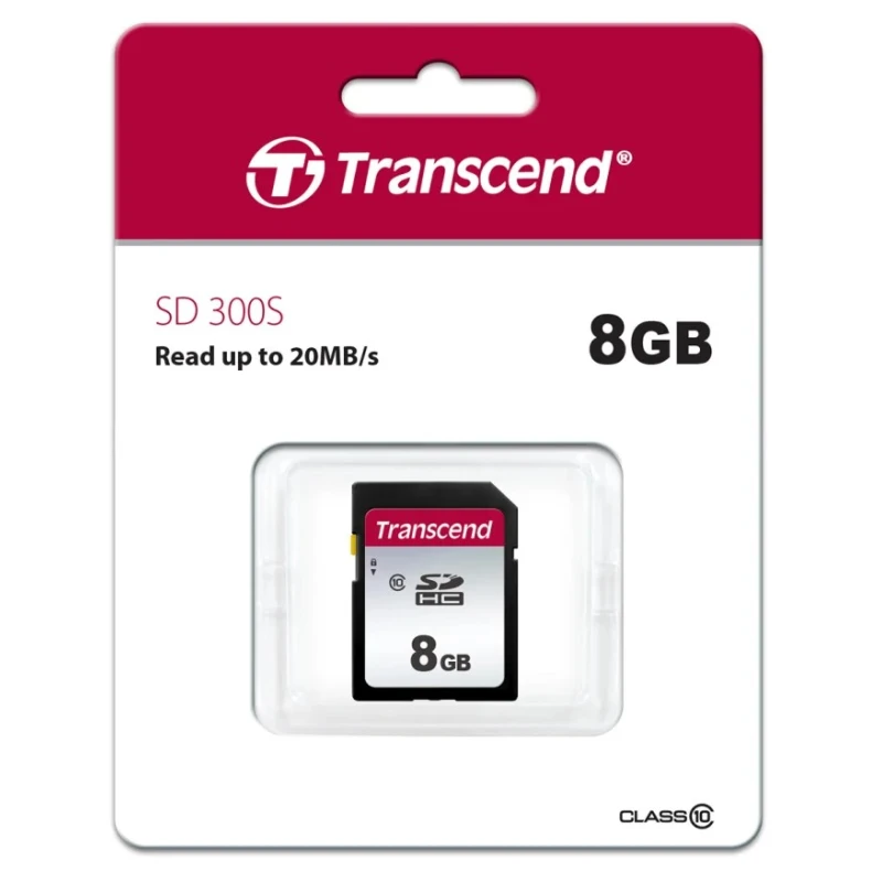 Transcend 8 GB SDHC 300S Series SD Card Class 10, UHS-I U3 V30, 3D TLC NAND TS8GSDC300S