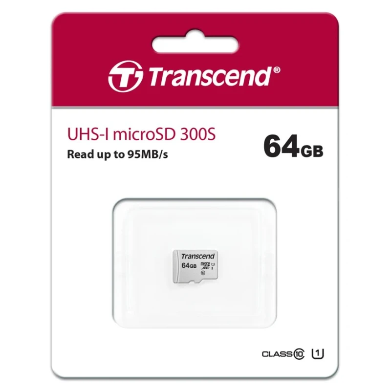 Transcend 64 GB MicroSDXC MicroSD Memory Card A1 UHS I U3 Class 10 Adapter Included TS64GUSD300S