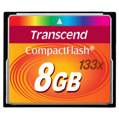 Transcend Compact Flash Card 8GB MLC NAND 50Mbps Read 20Mbps Write CE FCC BSMI CF133