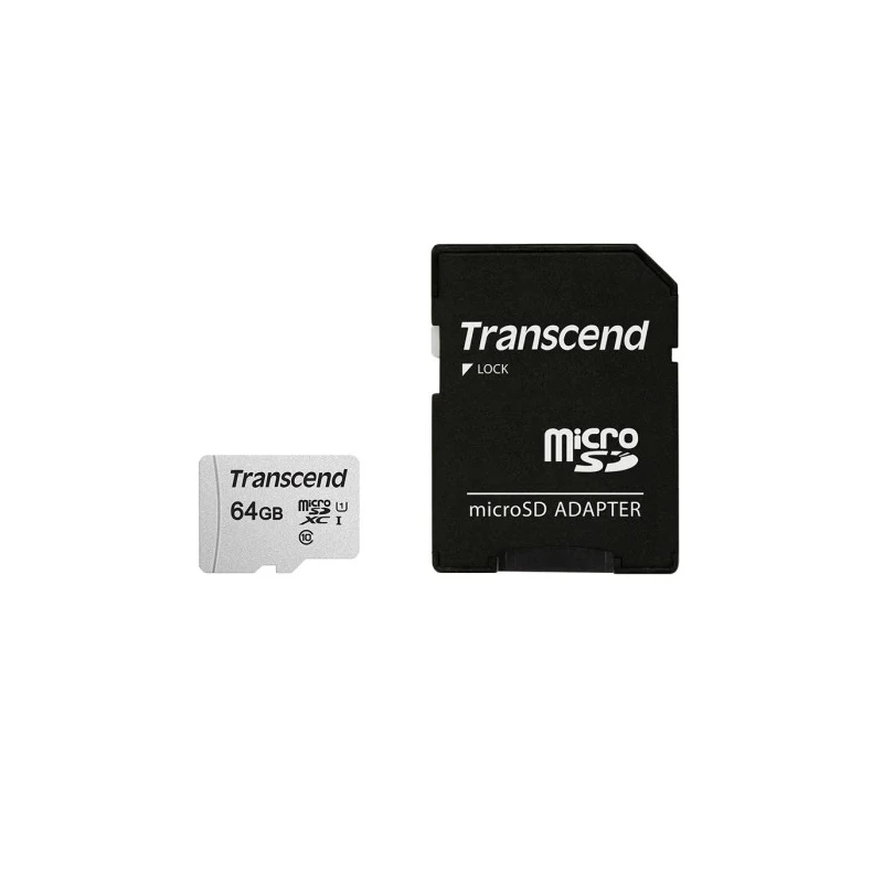 Transcend 64 GB MicroSDXC microSD A1 Class 10 UHS I U1 U3 Memory Card TS64GUSD300S-A