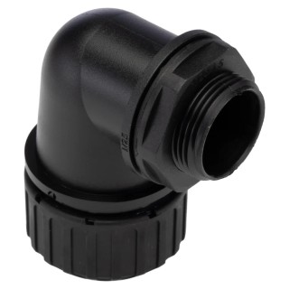 Adaptaflex Black Conduit Fitting 25 mm Nominal Size M25 Threaded Polyamide 66 IP67 Rated PF28/M25/90/BL