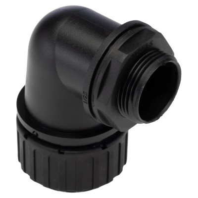 Adaptaflex Black Conduit Fitting 25 mm Nominal Size M25 Threaded Polyamide 66 IP67 Rated PF28/M25/90/BL
