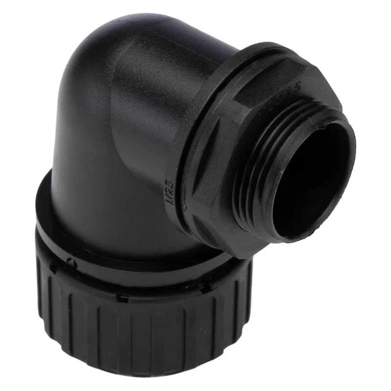 Adaptaflex Black Conduit Fitting 25 mm Nominal Size M25 Threaded Polyamide 66 IP67 Rated PF28/M25/90/BL