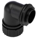 Adaptaflex Polyamide 66 Conduit Fitting 32 mm Nominal Size Black, IP67 Rated, M32 Threaded Right-Angle PF34/M32/90/BL