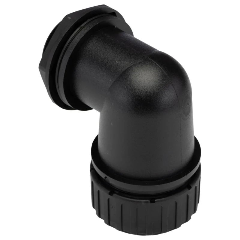 Adaptaflex Polyamide 66 Conduit Fitting 32 mm Nominal Size Black, IP67 Rated, M32 Threaded Right-Angle PF34/M32/90/BL