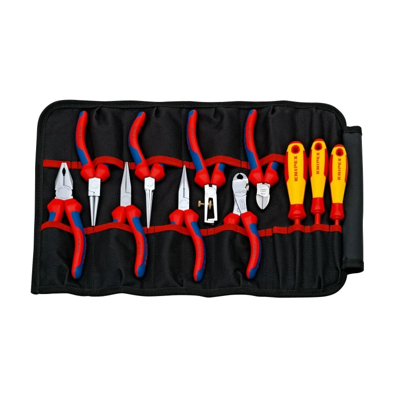Knipex 11 Piece Electrician Tool Kit Tool Roll VDE 1000V Approved 00 19 41