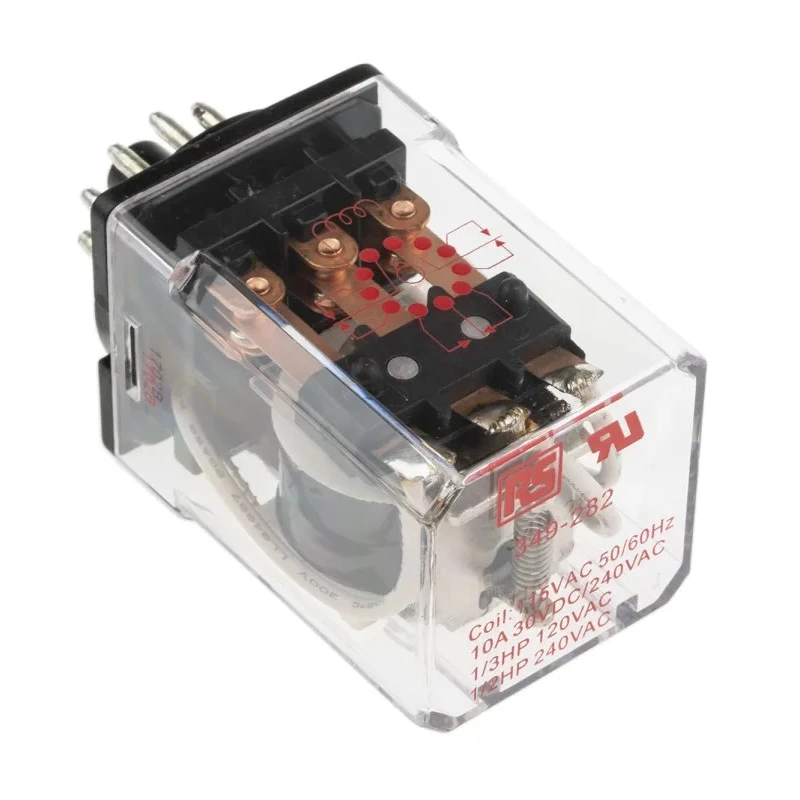 RS PRO Power Relay 3PDT, 115V AC Coil, 10A Switching Current, Silver Alloy Contacts 349-282