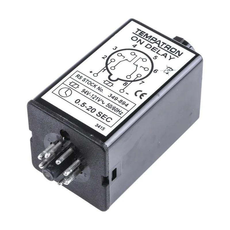 Tempatron 2B Series Timer Relay 2-Contact 110V AC 0.5 to 20 s 1-Function DPDT Switch Configuration 2BDE20SLP110VAC