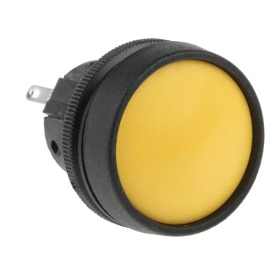 ITW Switches 76-91 Series Momentary Panel Mount Push Button Switch, Yellow Actuator, 22.5 mm Cutout, SPDT 76-9115/439088