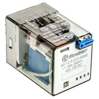 Finder 60 Series Power Relay, 12V DC Coil, 10A Switching Current, DPDT, PCB Pin Terminals 60.12.9.012.0040