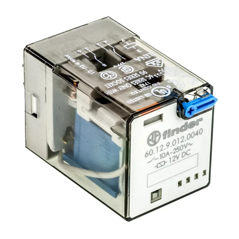 Finder 60 Series Power Relay, 12V DC Coil, 10A Switching Current, DPDT, PCB Pin Terminals 60.12.9.012.0040