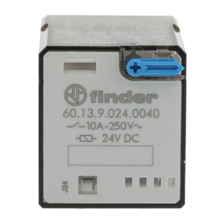 Finder Power Relay, 24V DC Coil Voltage, 10A Switching Current, 3PDT Contact Configuration, Silver Alloy 60.13.9.024.0040