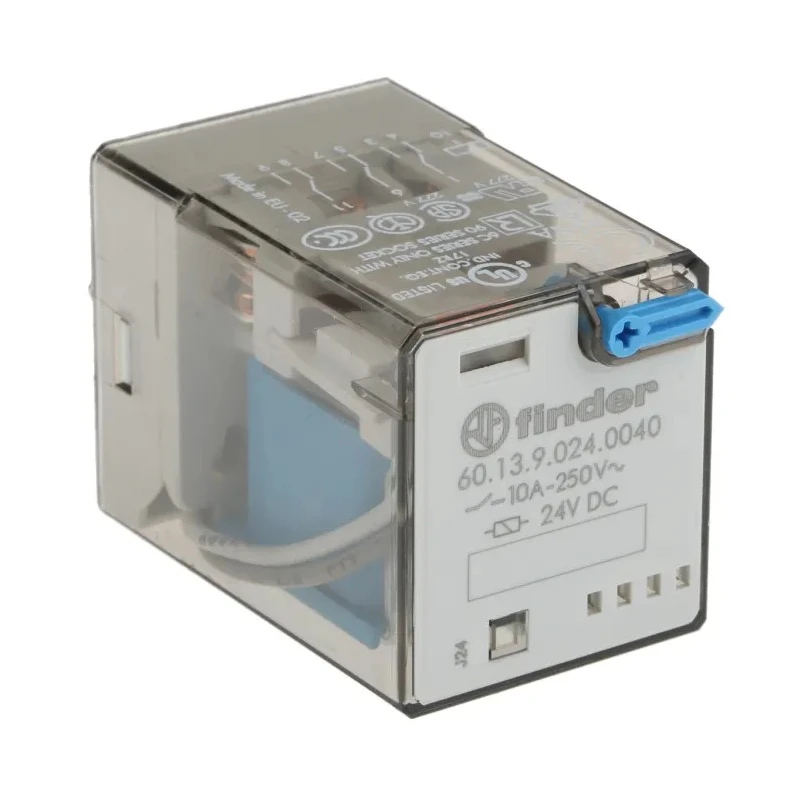 Finder Power Relay, 24V DC Coil Voltage, 10A Switching Current, 3PDT Contact Configuration, Silver Alloy 60.13.9.024.0040