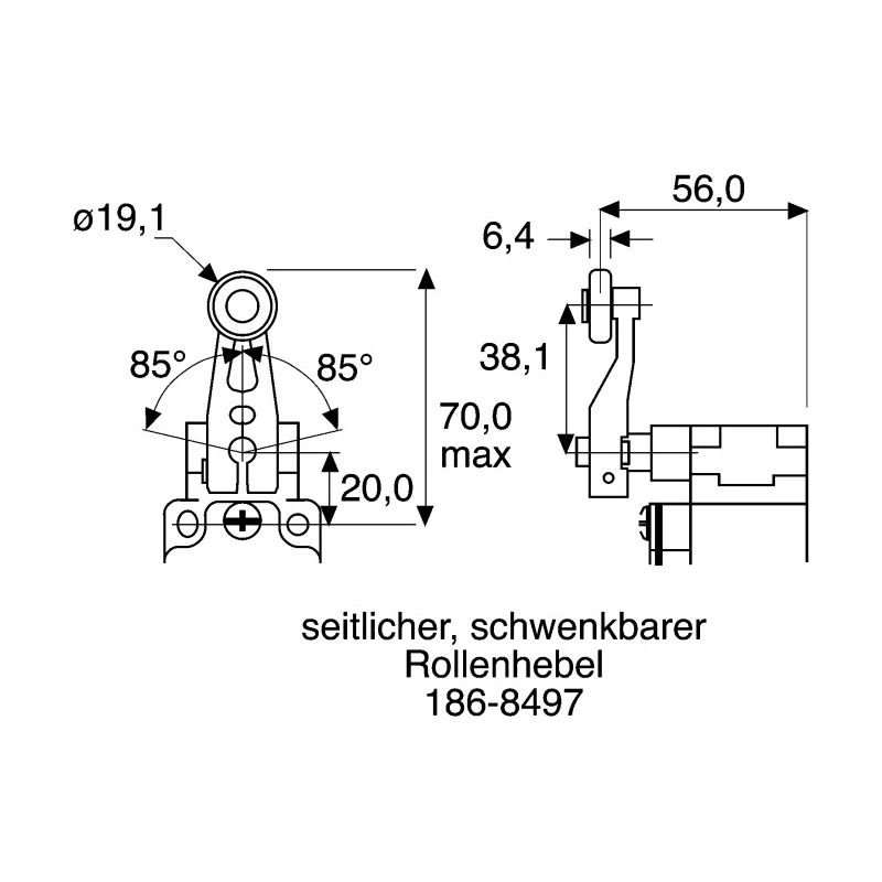 Honeywell Technologies GLF Series Roller Lever Limit Switch, SPDT Contact, IP67, Die Cast Zinc Epoxy Coated GLFC01A1B