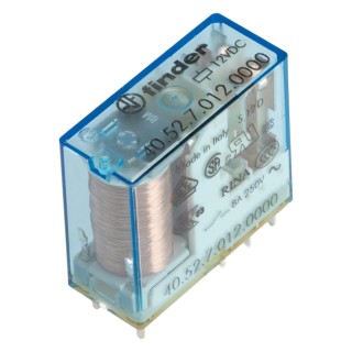 Finder PCB Power Relay 12V DC Coil Voltage 8A Switching Current DPDT Contact Configuration 40.52.7.012.0000