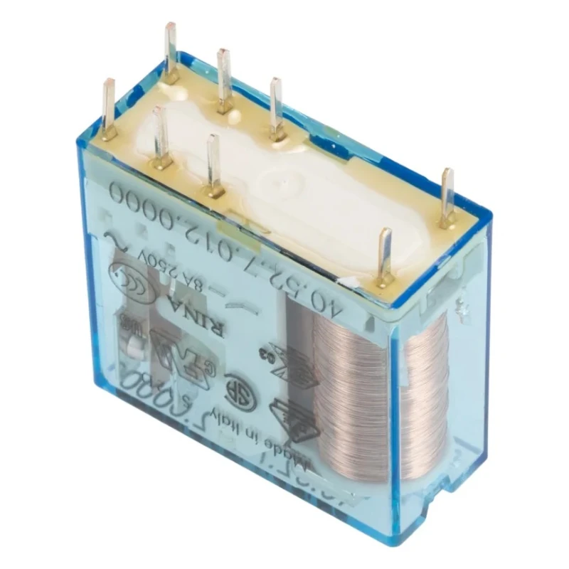 Finder PCB Power Relay 12V DC Coil Voltage 8A Switching Current DPDT Contact Configuration 40.52.7.012.0000