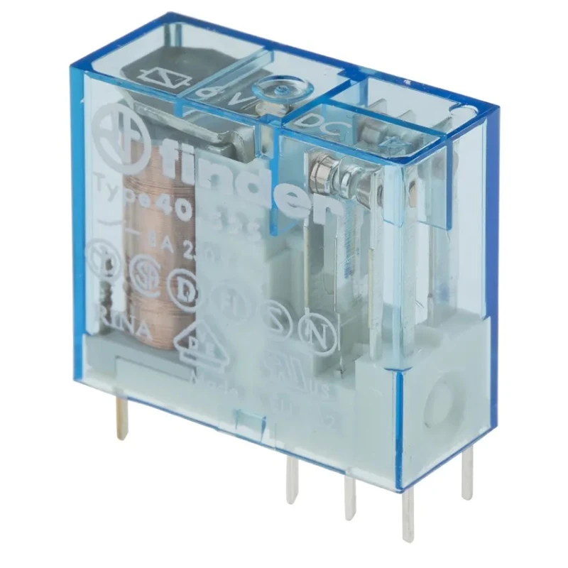 Finder PCB Power Relay 6V DC Coil 8A Switching Current DPDT 40.52.7.006.0000
