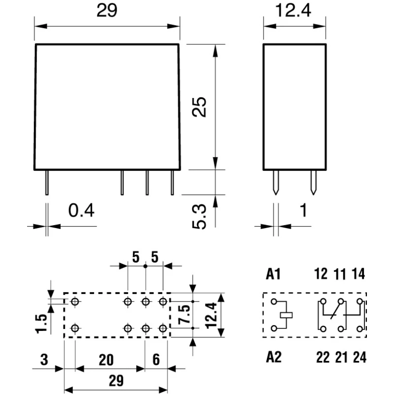 Finder PCB Power Relay 6V DC Coil Voltage 16A Switching Current SPDT 40.61.7.006.0000