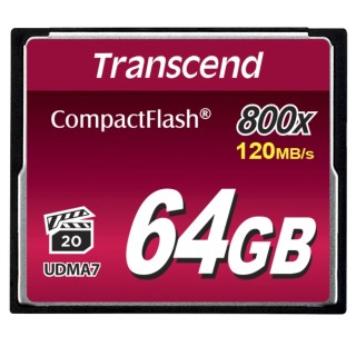 Transcend 64GB Compact Flash Card MLC NAND Flash CE BSMI FCC 85°C TS64GCF800