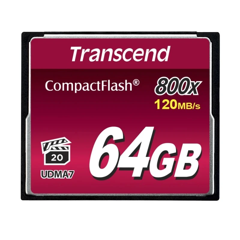 Transcend 64GB Compact Flash Card MLC NAND Flash CE BSMI FCC 85°C TS64GCF800