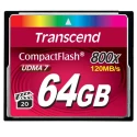 Transcend 64GB Compact Flash Card MLC NAND Flash CE BSMI FCC 85°C TS64GCF800