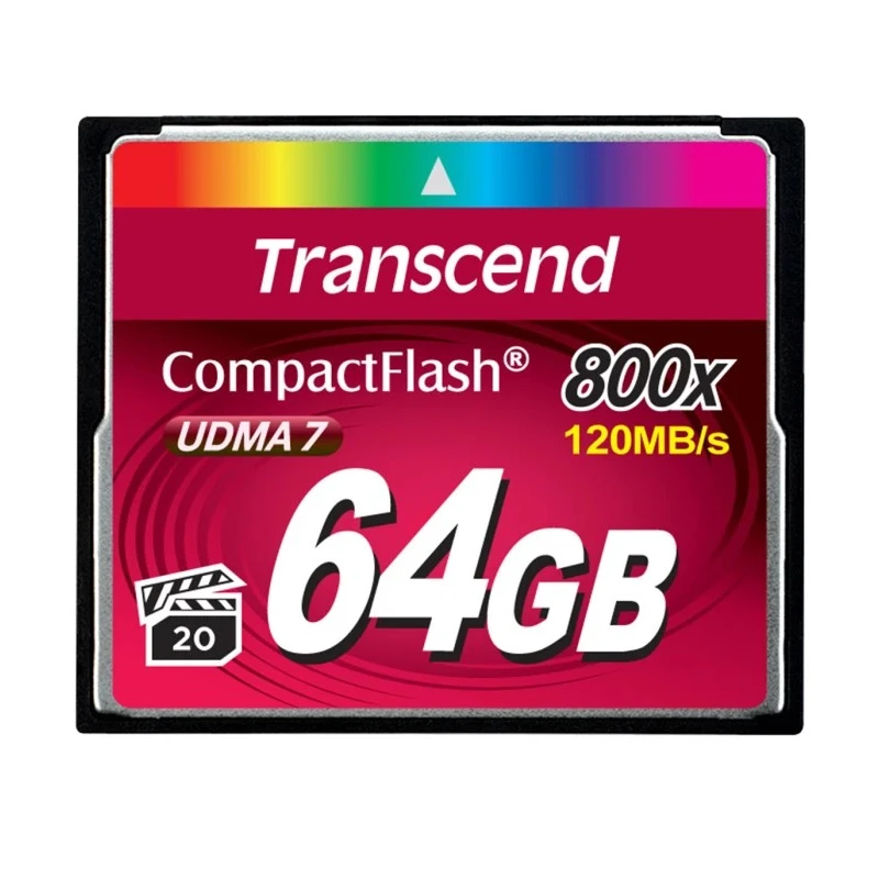 Transcend 64GB Compact Flash Card MLC NAND Flash CE BSMI FCC 85°C TS64GCF800