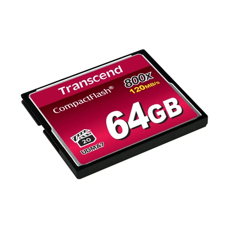 Transcend 64GB Compact Flash Card MLC NAND Flash CE BSMI FCC 85°C TS64GCF800
