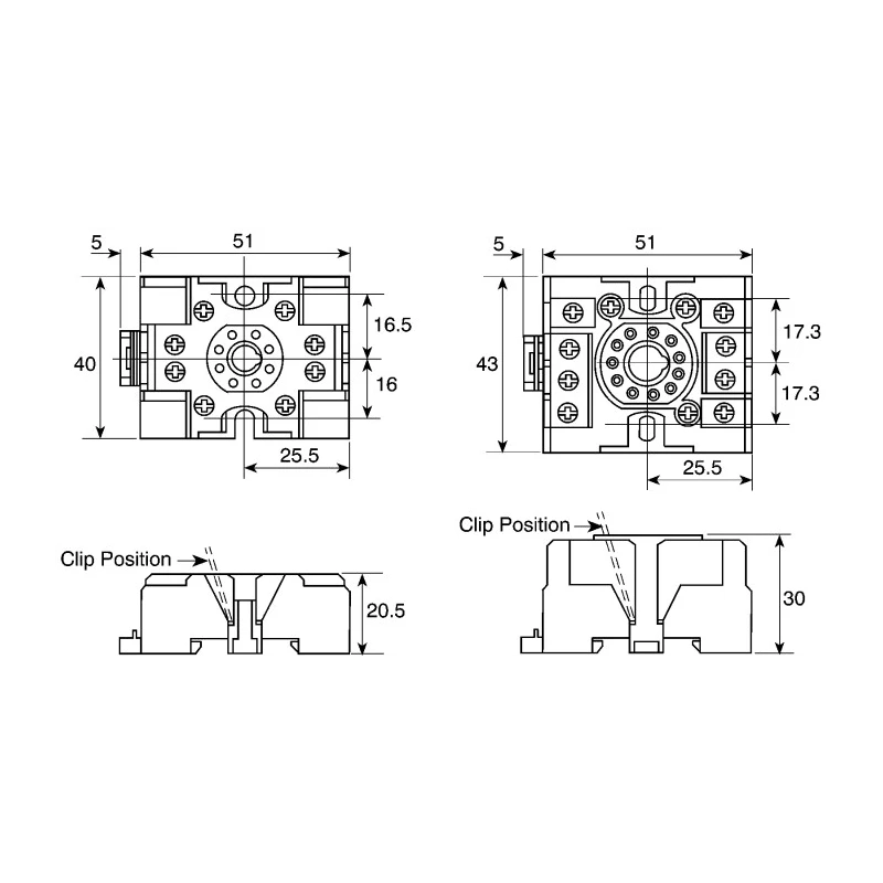 CAMDENBOSS 8 Way 380V ac Industrial Relay DIN Rail Socket CS083AN