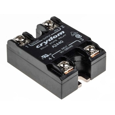 Crydom 1 Series Solid State Relay Panel Mount 40A Load Current 280 Vrms Load Voltage 280 Vrms Control Voltage A2440