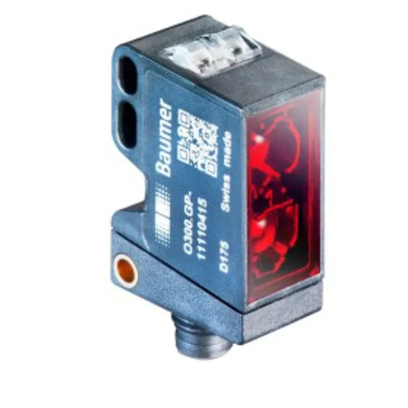 Baumer Diffuse Photoelectric Sensor Block Sensor 15 mm to 120 mm Detection Range Push Pull Output IP67 O300.GL-GW1J.72N/E022
