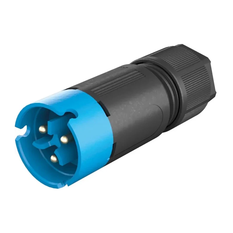 Wieland Lighting Connector 3-Pole Male Screw 8A, IP69 IP68 IP66, Blue, Cable Mount RST 08i2/3 41.032.3043.9