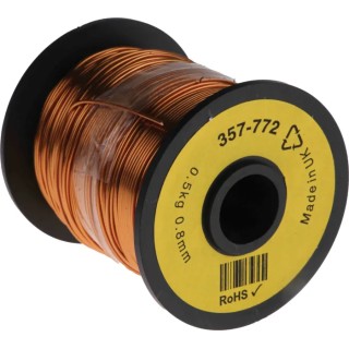 RS PRO Enamelled Copper Wire 0.8 mm Cross Section 0.87 mm OD 100 m Reel 357-772