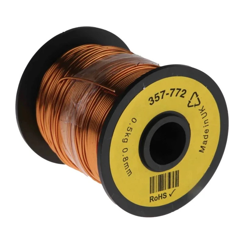 RS PRO Enamelled Copper Wire 0.8 mm Cross Section 0.87 mm OD 100 m Reel 357-772