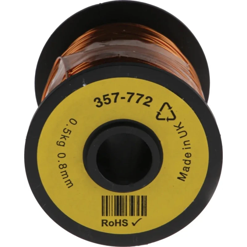 RS PRO Enamelled Copper Wire 0.8 mm Cross Section 0.87 mm OD 100 m Reel 357-772
