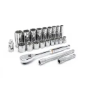 GearWrench 22-Piece 3/8 in 12 Point Socket Set, Alloy Steel, Chrome Finish, 90 Tooth Ratchet 80691