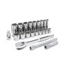 GearWrench 22-Piece 3/8 in 12 Point Socket Set, Alloy Steel, Chrome Finish, 90 Tooth Ratchet 80691