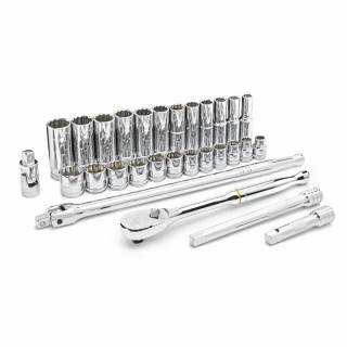 GearWrench 29-Piece 3/8 in 12 Point Socket Set Chrome Alloy Steel 8-19 mm 80692