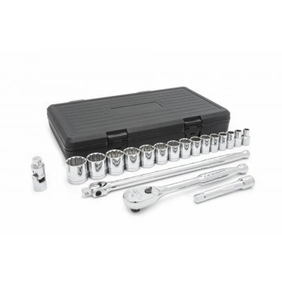 GearWrench 19-Piece 1/2 in 12 Point Socket Set, Alloy Steel, Chrome Finish 80792