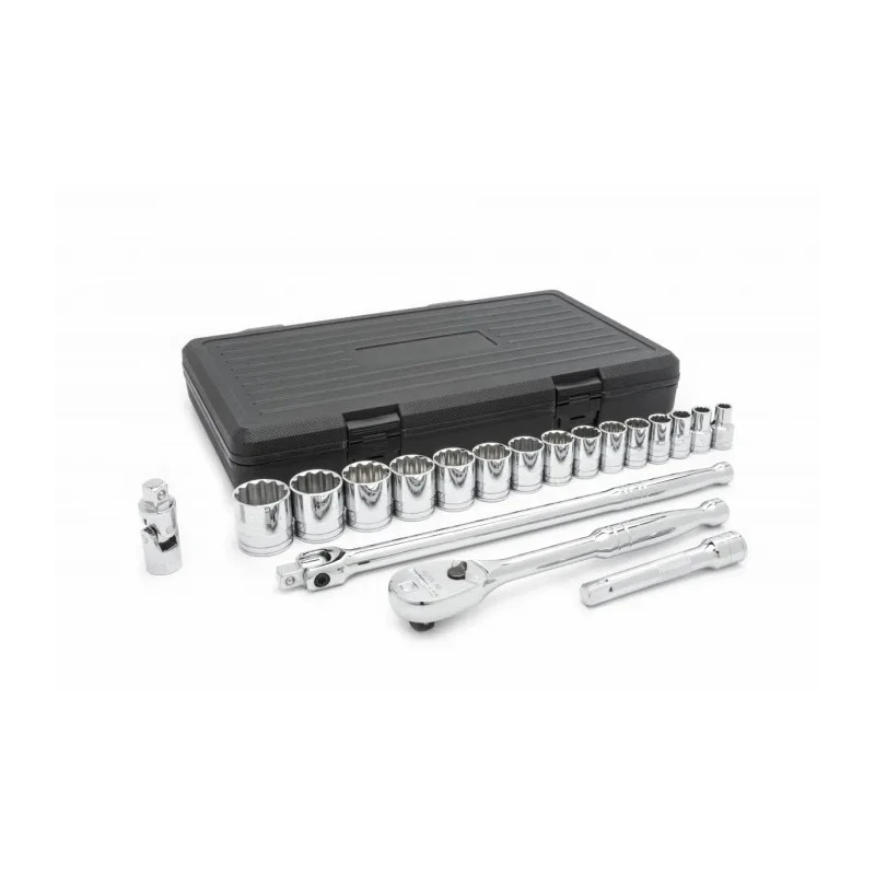 GearWrench 19-Piece 1/2 in 12 Point Socket Set, Alloy Steel, Chrome Finish 80792