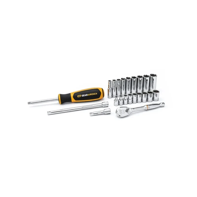 GearWrench 22-Piece 1/4 in Drive 12 Point and 6 Point Socket Set Chrome Alloy Steel 80327