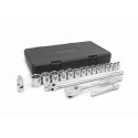 GearWrench 19-Piece 1/2 in 6 Point Socket Set Chrome Alloy Steel 90 Tooth Ratchet 80791
