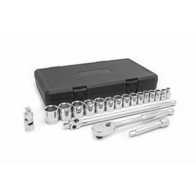 GearWrench 19-Piece 1/2 in 6 Point Socket Set Chrome Alloy Steel 90 Tooth Ratchet 80791