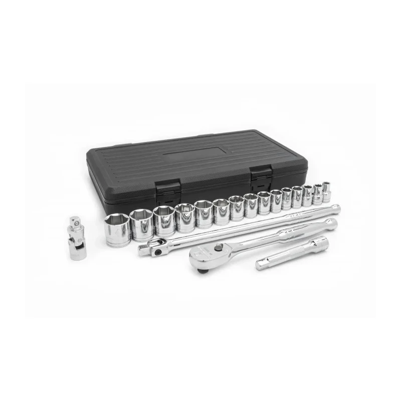 GearWrench 19-Piece 1/2 in 6 Point Socket Set Chrome Alloy Steel 90 Tooth Ratchet 80791